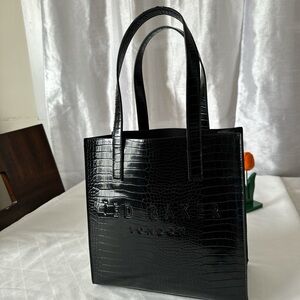Ted Baker black immitation croc print small tote bag